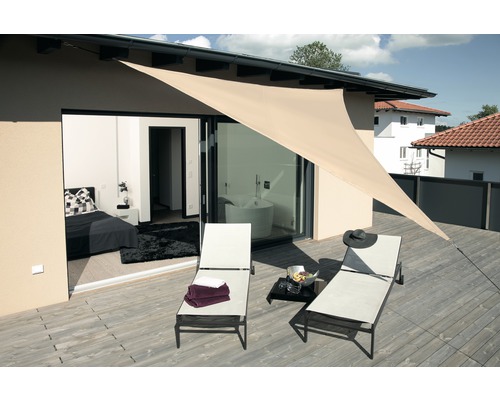 Riviera driehoekig zonnescherm, khaki, 360x360x360 cm