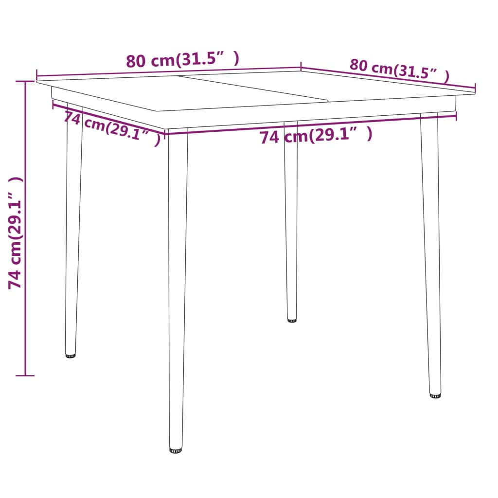 Ensemble de salle à manger de jardin meuble extérieur 5 pièces noir