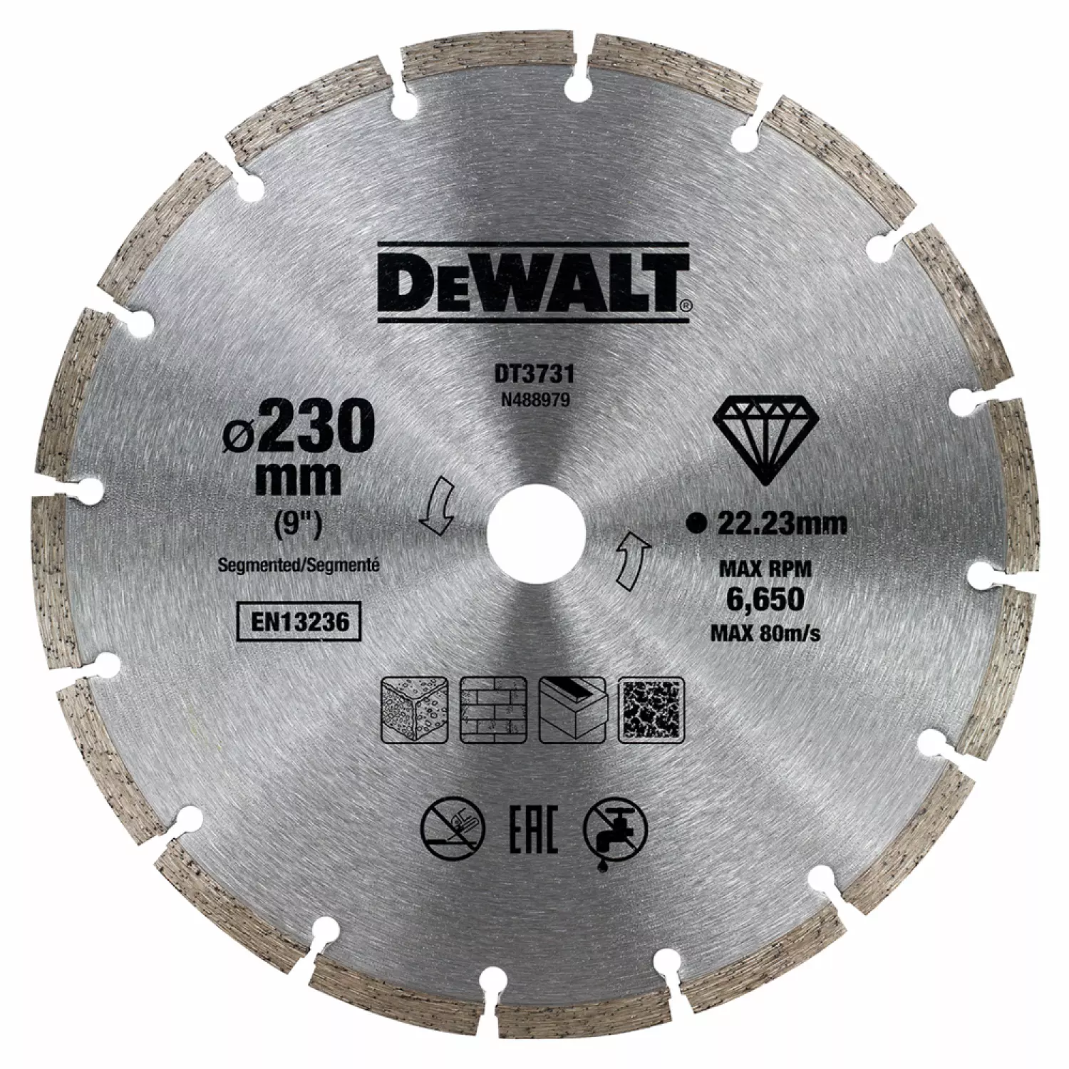 DeWALT DT3731 Diamantdoorslijpschijf - 230 x 22,23 x 2,3mm - beton - steen