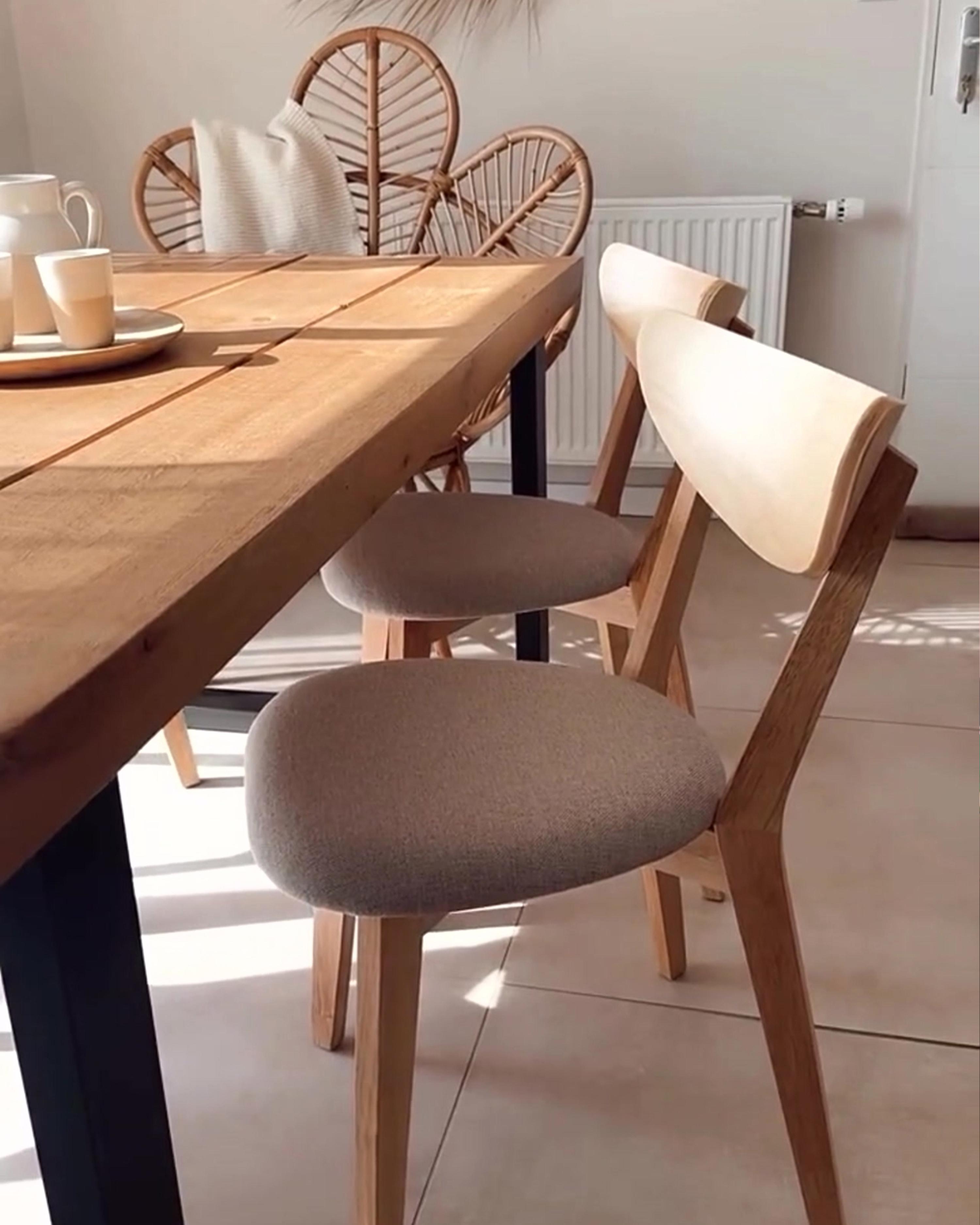 Set van 2 eetkamerstoelen ERIE Hout Lichtbruin/grijs