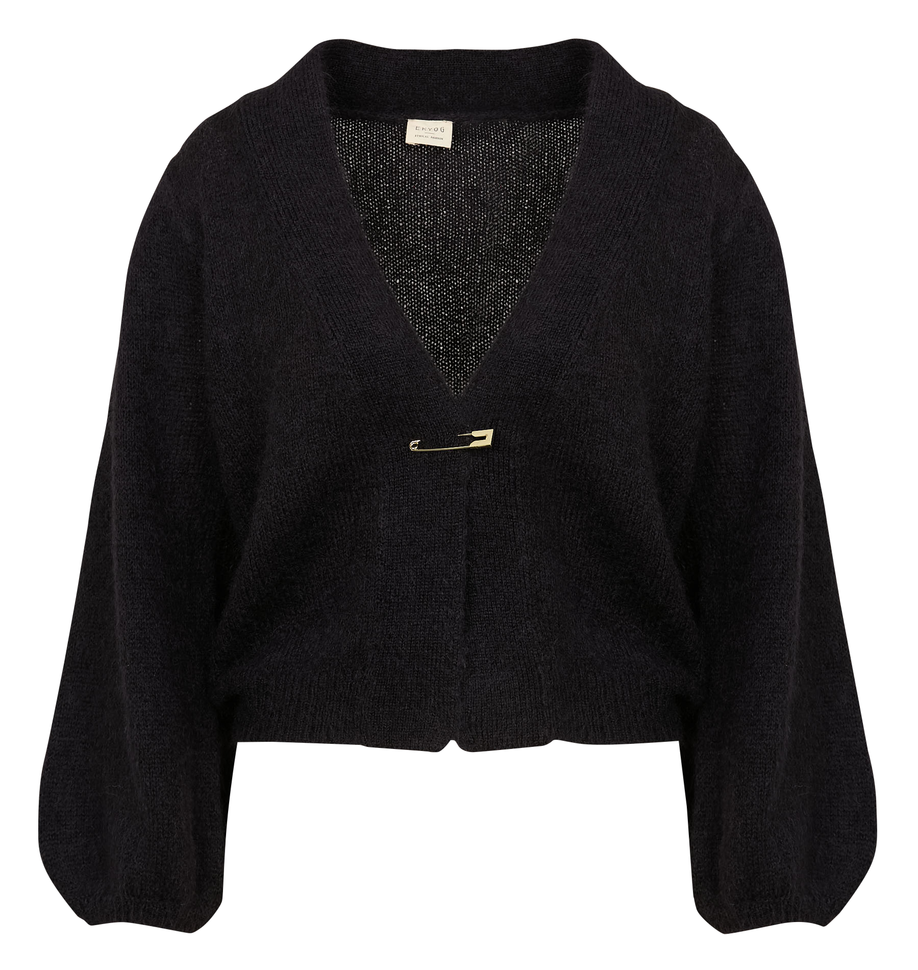 LONI - Gilet court en mohair, laine et soie | Noir