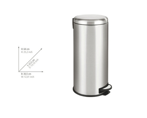 Wenko Leman Easy Close pedaalemmer, 30 l, glanzend grijs
