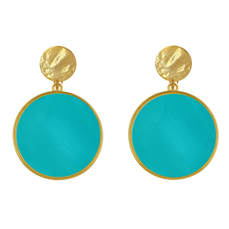 Boucles d'Oreilles Clip Métal Doré Cercle Coloré Translucide