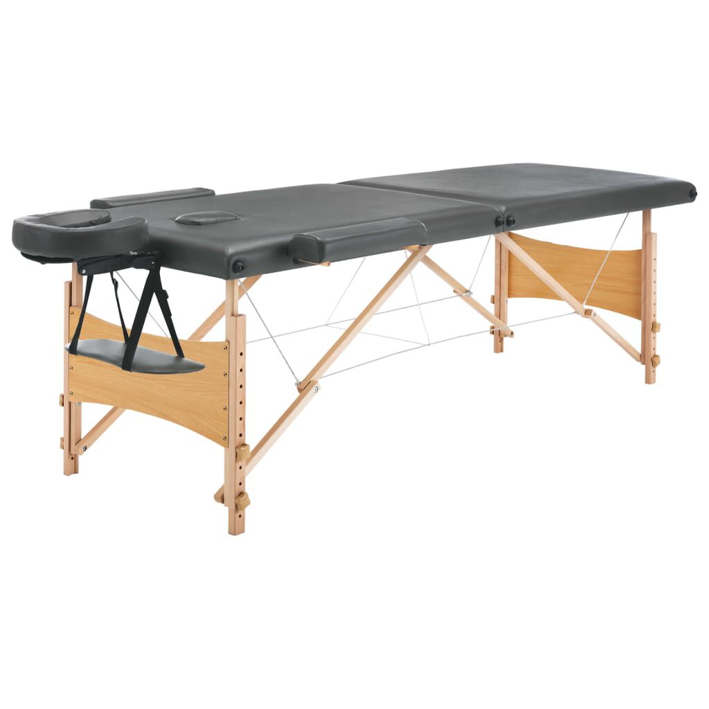 vidaXL 2-zone massagetafel met houten frame, antraciet, 186x68cm
