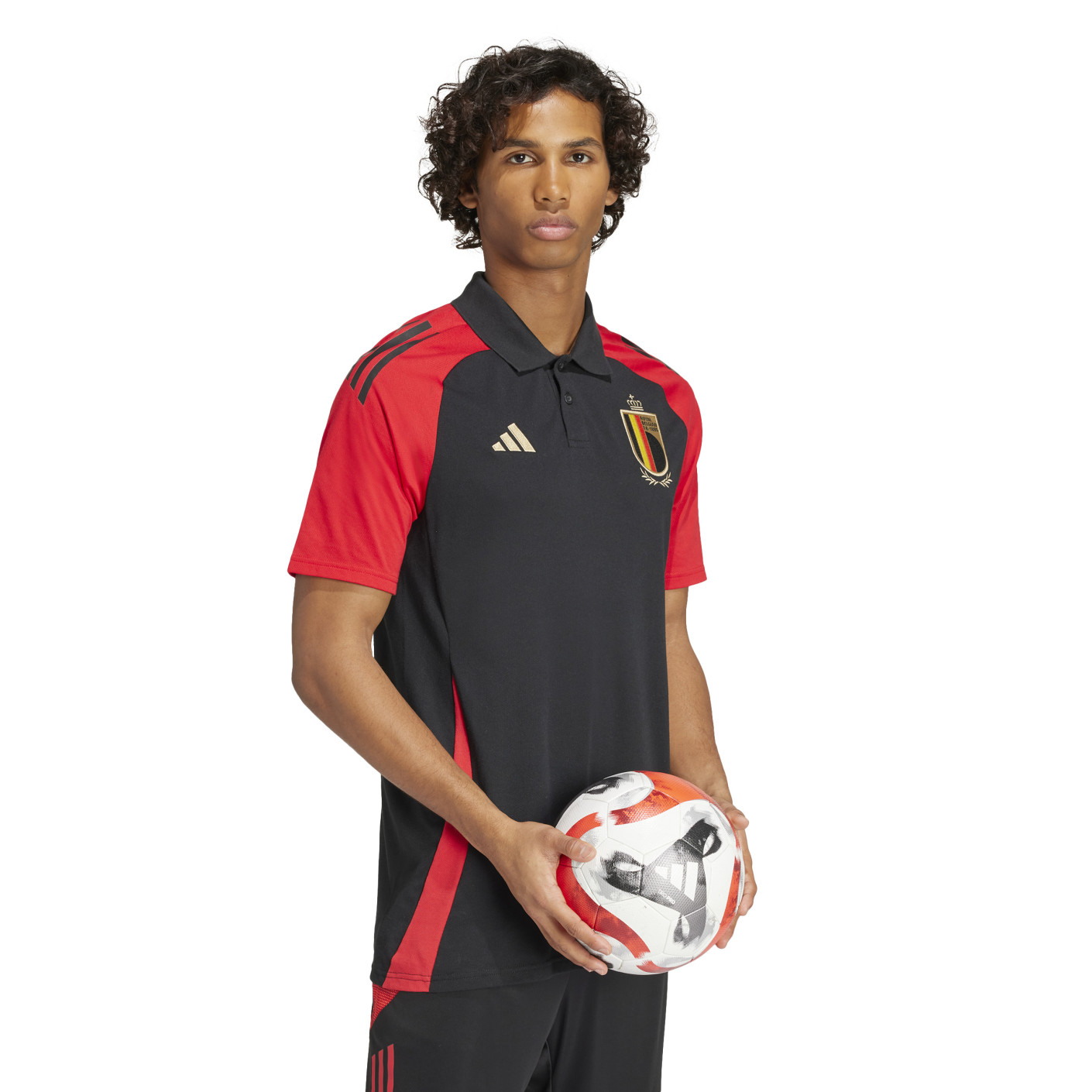Adidas België Polo 2024-2026 Zwart Rood Goud