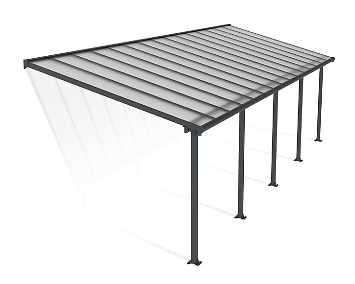 Pergola adossée fixe aluminium Canopia by Palram Olympia gris 3 x 9,15 m