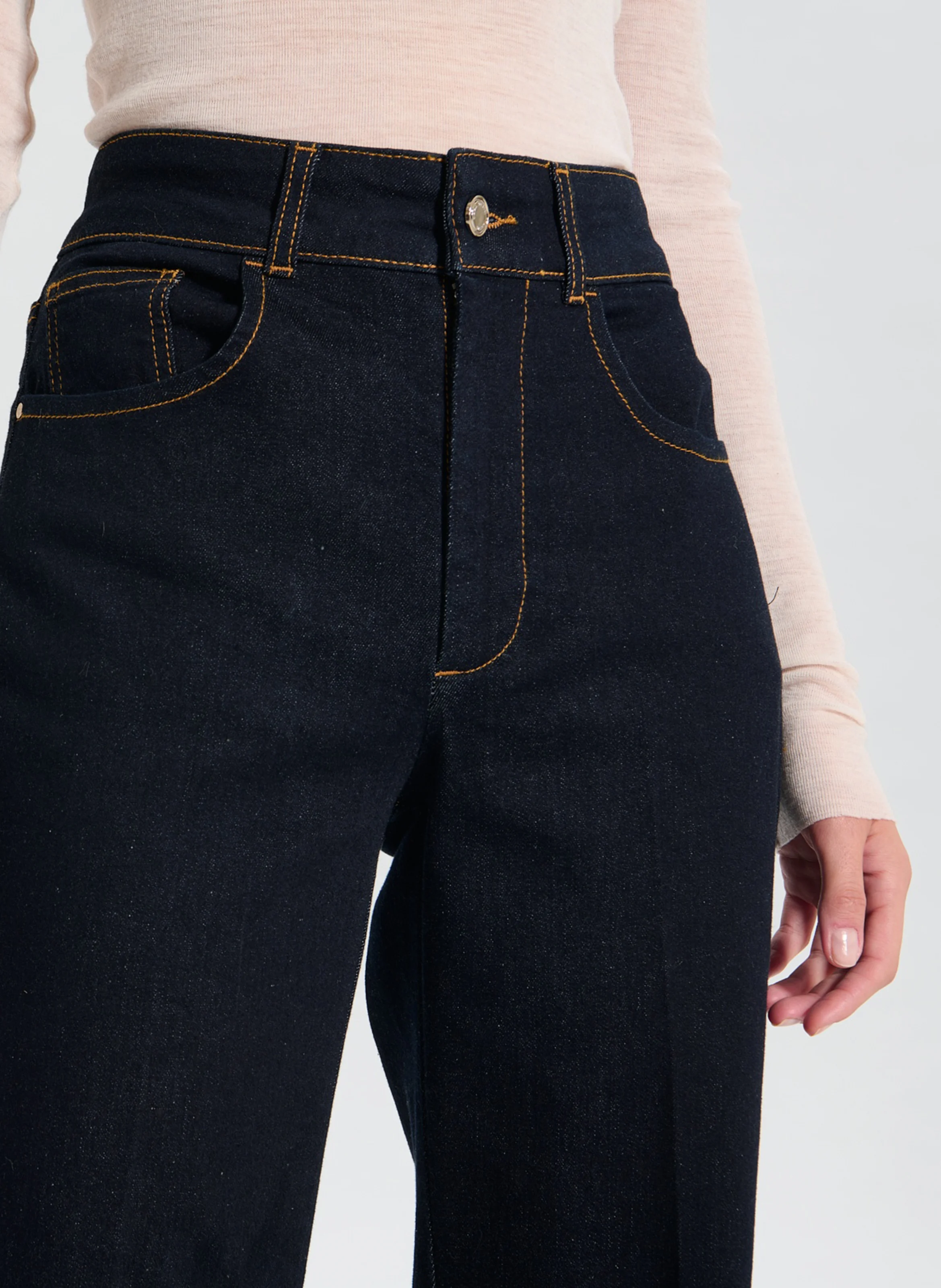 JESSIE - Jean palazzo taille haute en coton mélangé | Jean brut