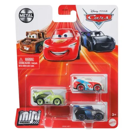 Mattel Disney Pixar Cars Mini Racers 3er Pack Sortiment, 1 Packung, sortiert