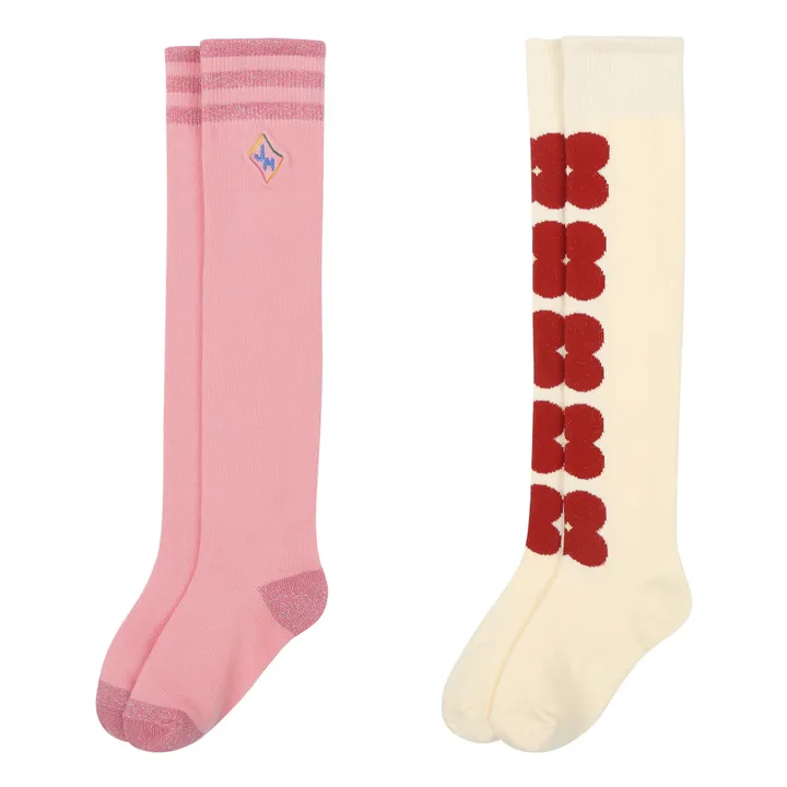 Jelly Mallow Lot 2 Chaussettes Hautes Fleurs | Ecru