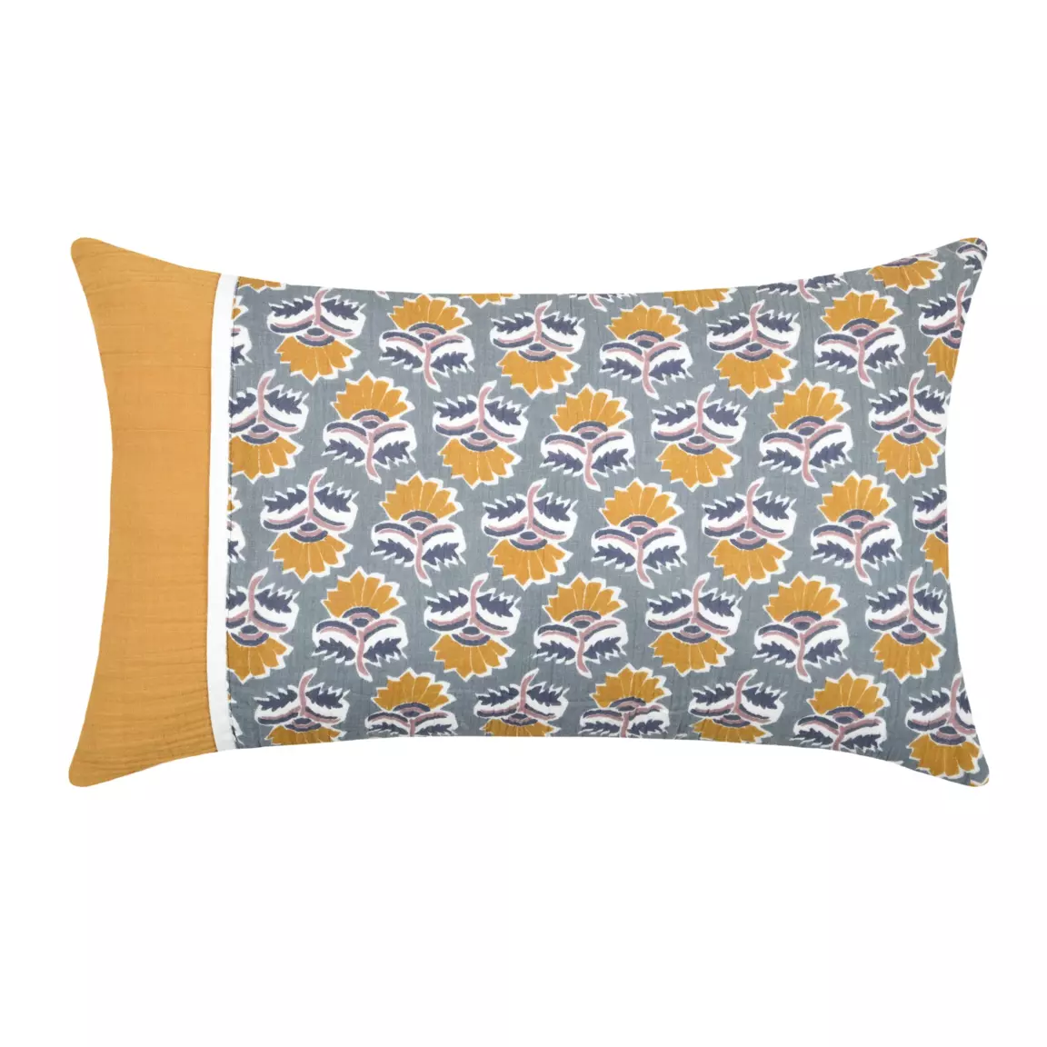 Coussin rectangulaire gaze de coton (50 cm) Sunda Bleu indigo