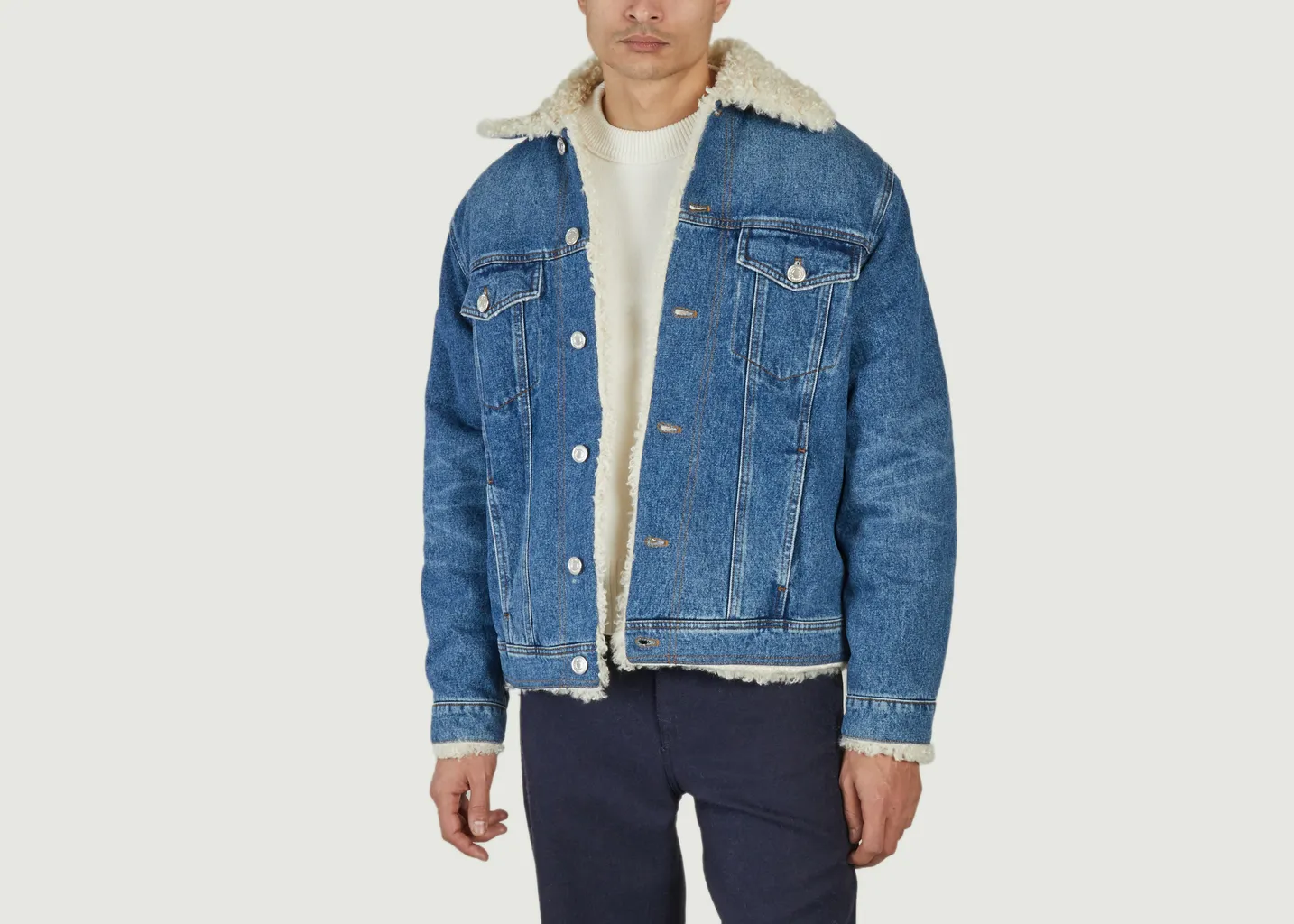 Veste en Jean Doublée Avec Fourrure AMI Paris