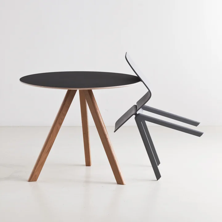 HAY - Copenhague CPH20 2.0 Tisch Ø 120 cm, Eiche lackiert / Linoleum grau