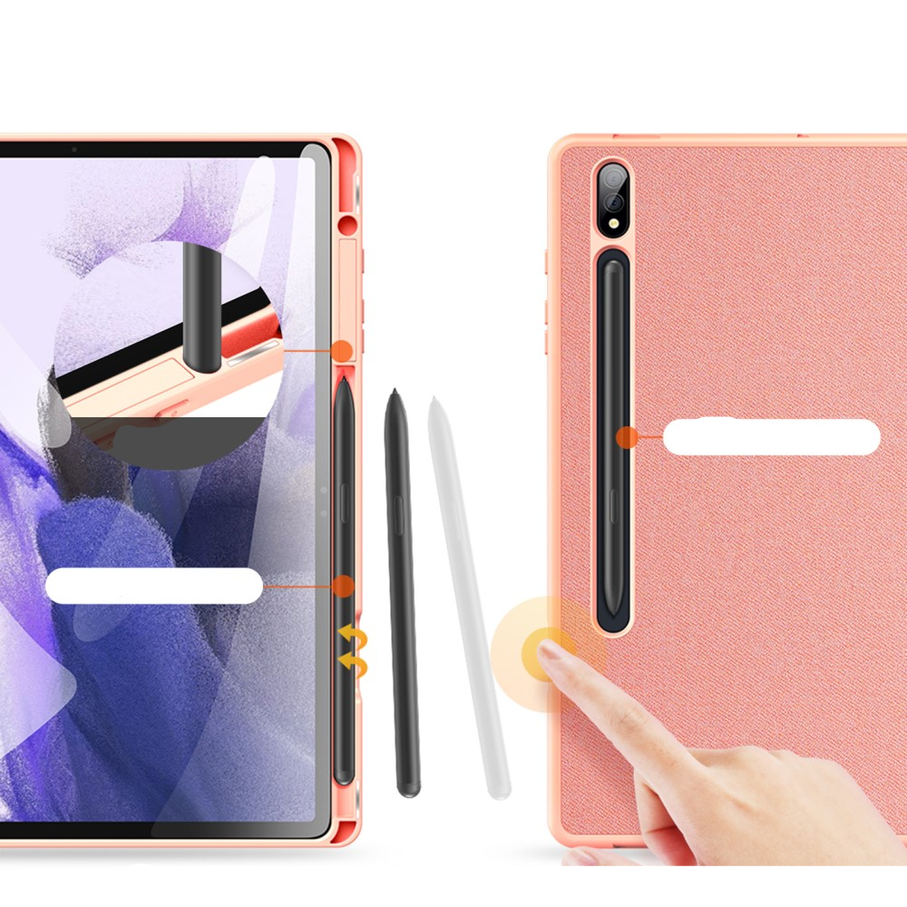 Samsung Galaxy Tab S9  Plus Tasche Smart Cover Hülle Stoff Design mit S-Pen Halterung - Rosa