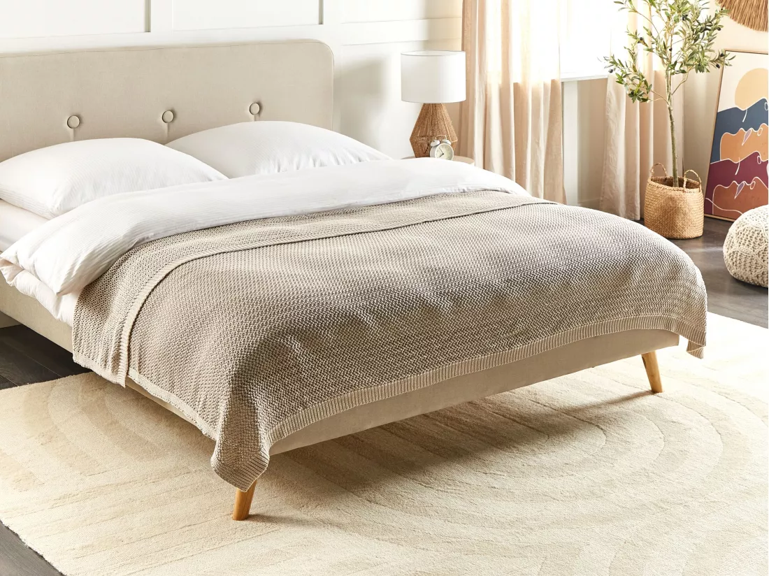 Couvre-lits ILEN Coton 150 x 200 cm Beige clair