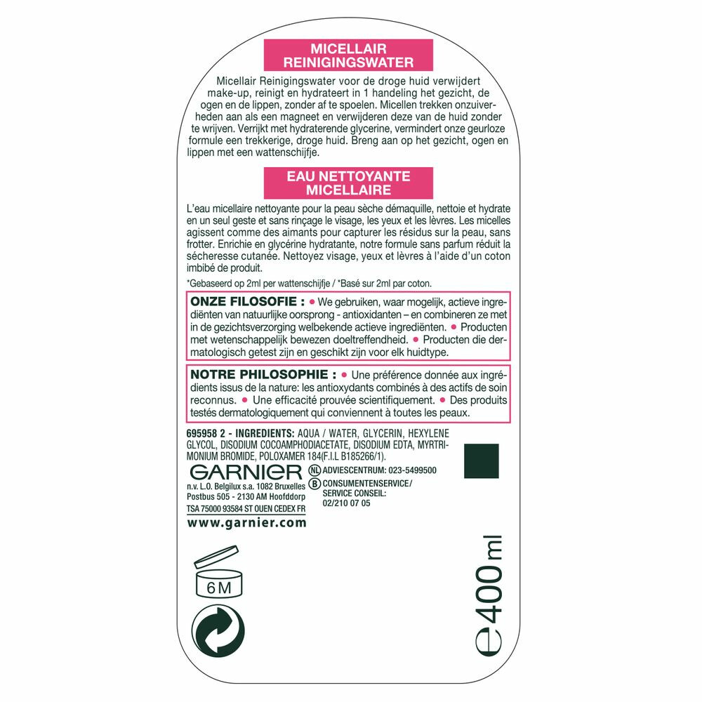 Garnier SkinActive Micellair Reinigingswater voor Droge Huid400 ml