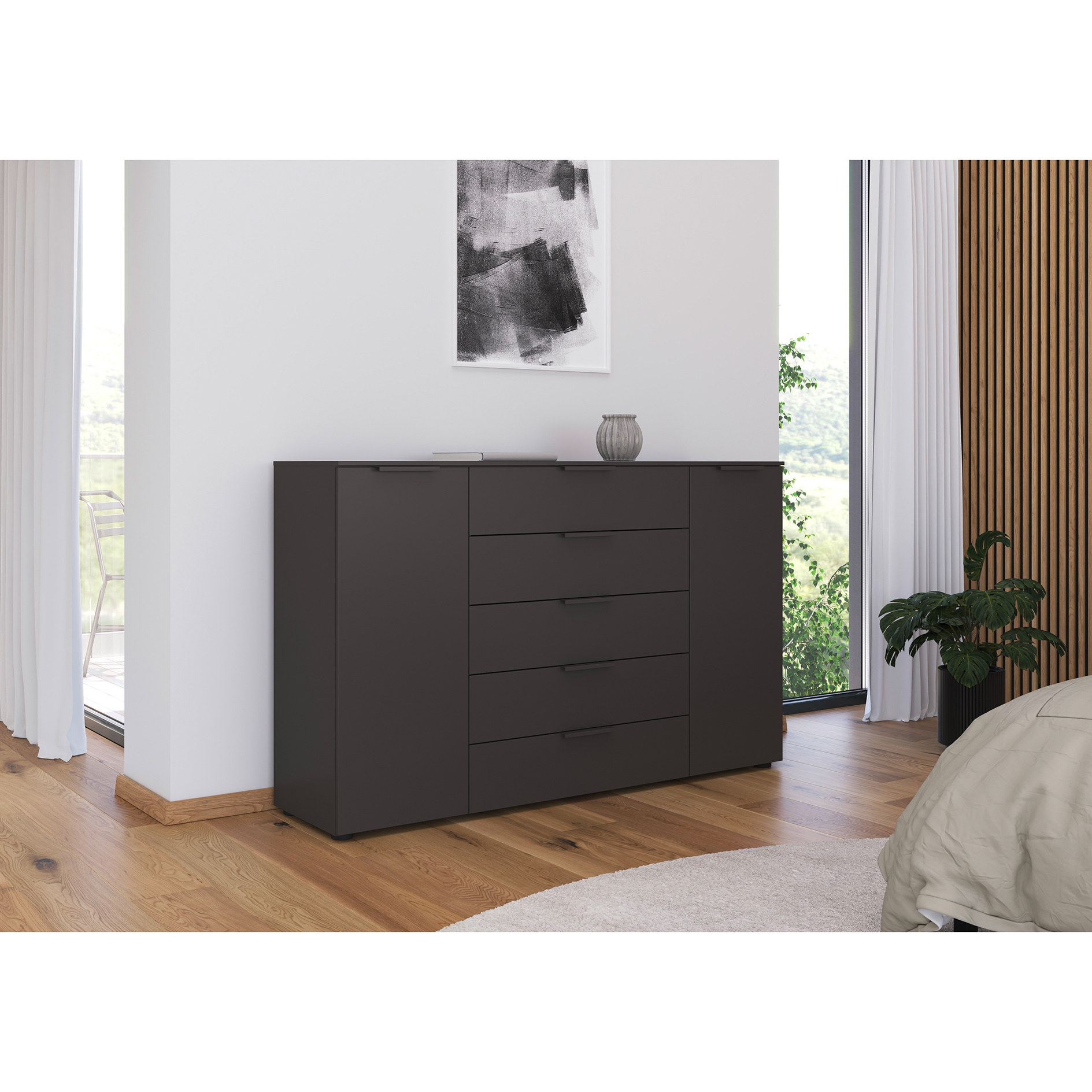Kommode - graphit - Graphitgriffe - 160 cm
