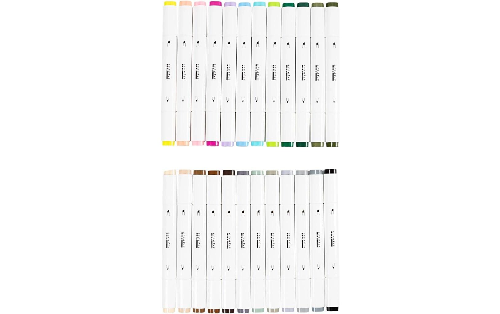 Kalligraphiemarker 1+ 8 mm, 24 Stück, Pastellfarben2-in-1-Zeichenmarker
