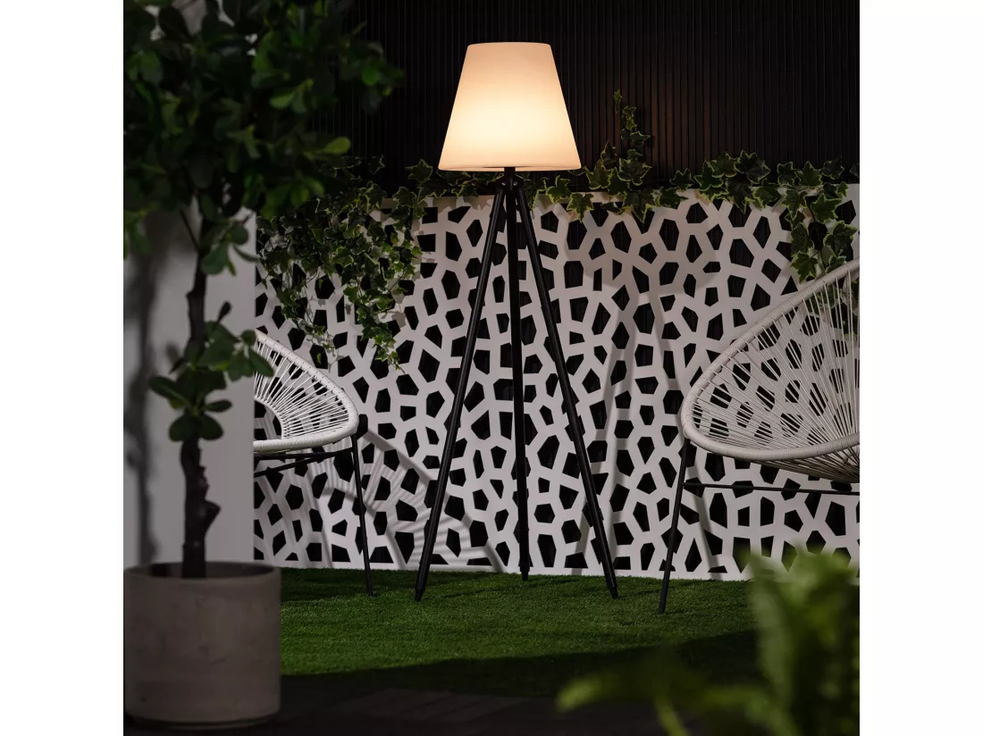 Lampadaire LED Extérieur Solaire Métal RGB Kefre avec Batterie USB Rechargeable Gris