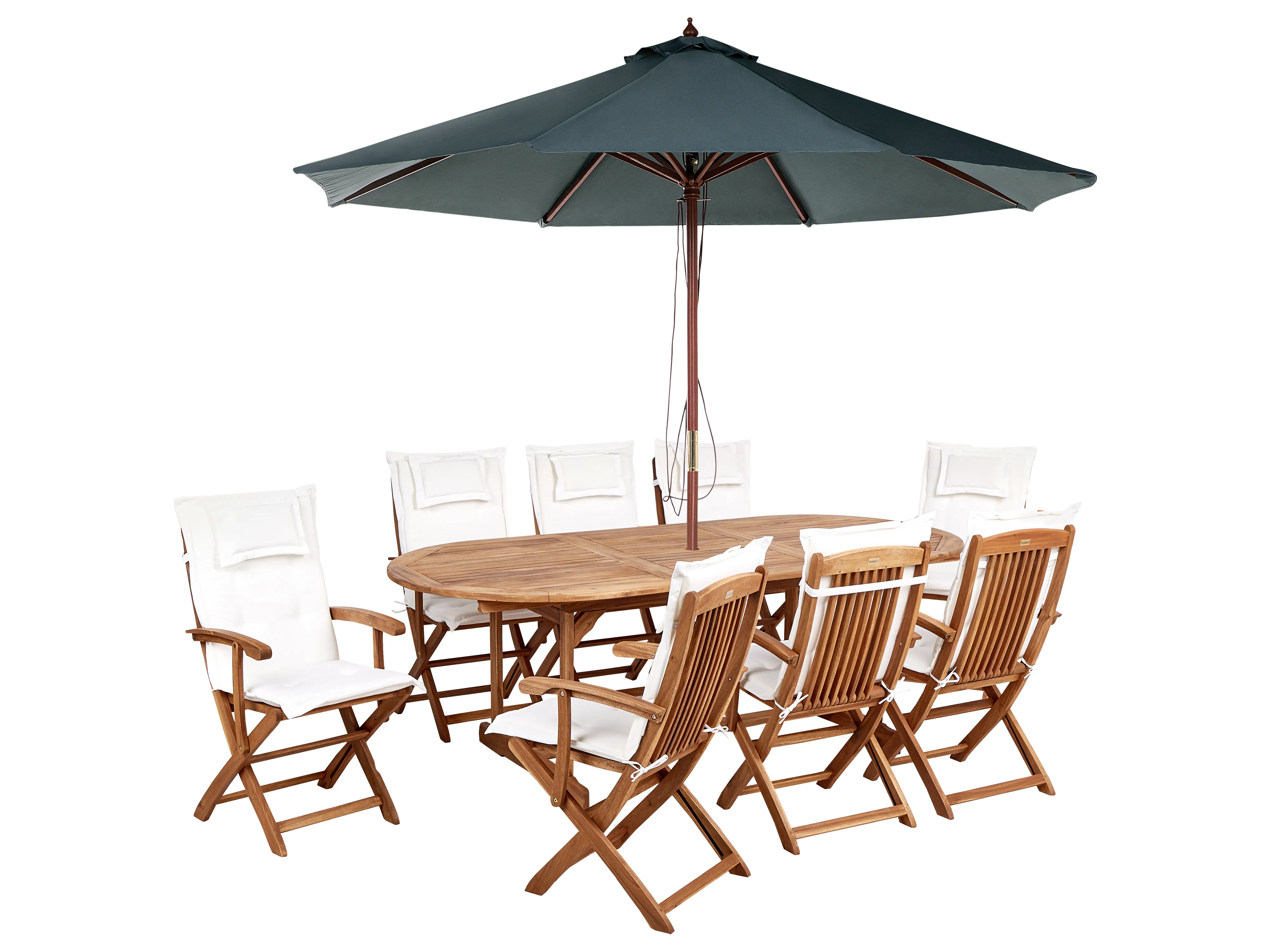 Tuinset 8-zits MAUI II met parasol Acaciahout Gebroken wit