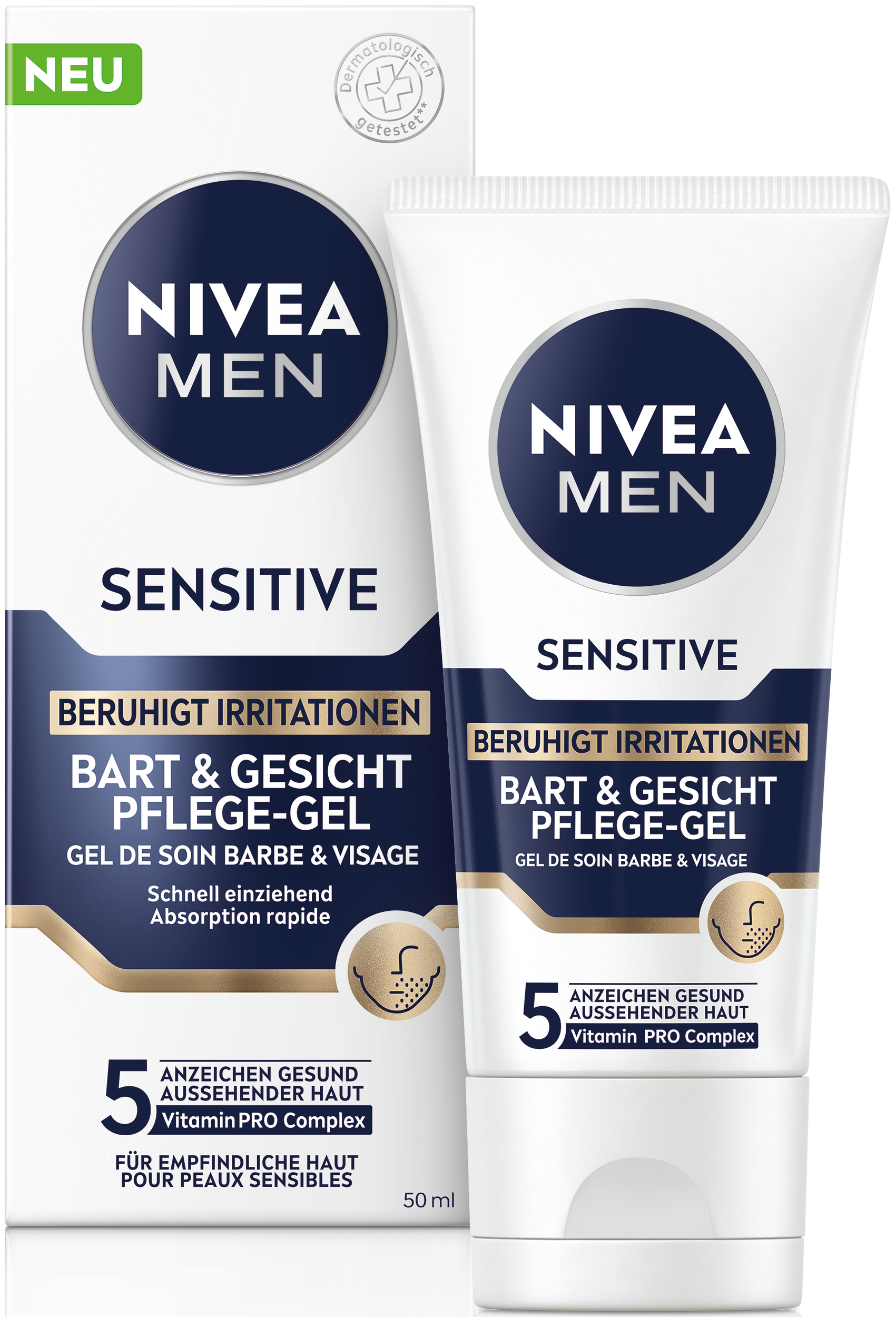 Nivea MEN Pflegegel Bart & Gesicht Gel Sensitive Tb 50 ml