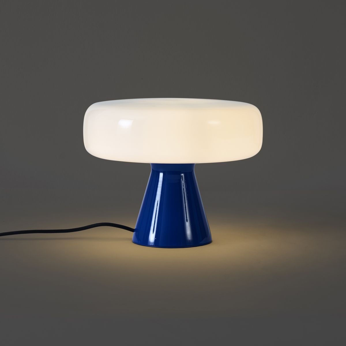 Retro tafellamp blauw met wit - Knop