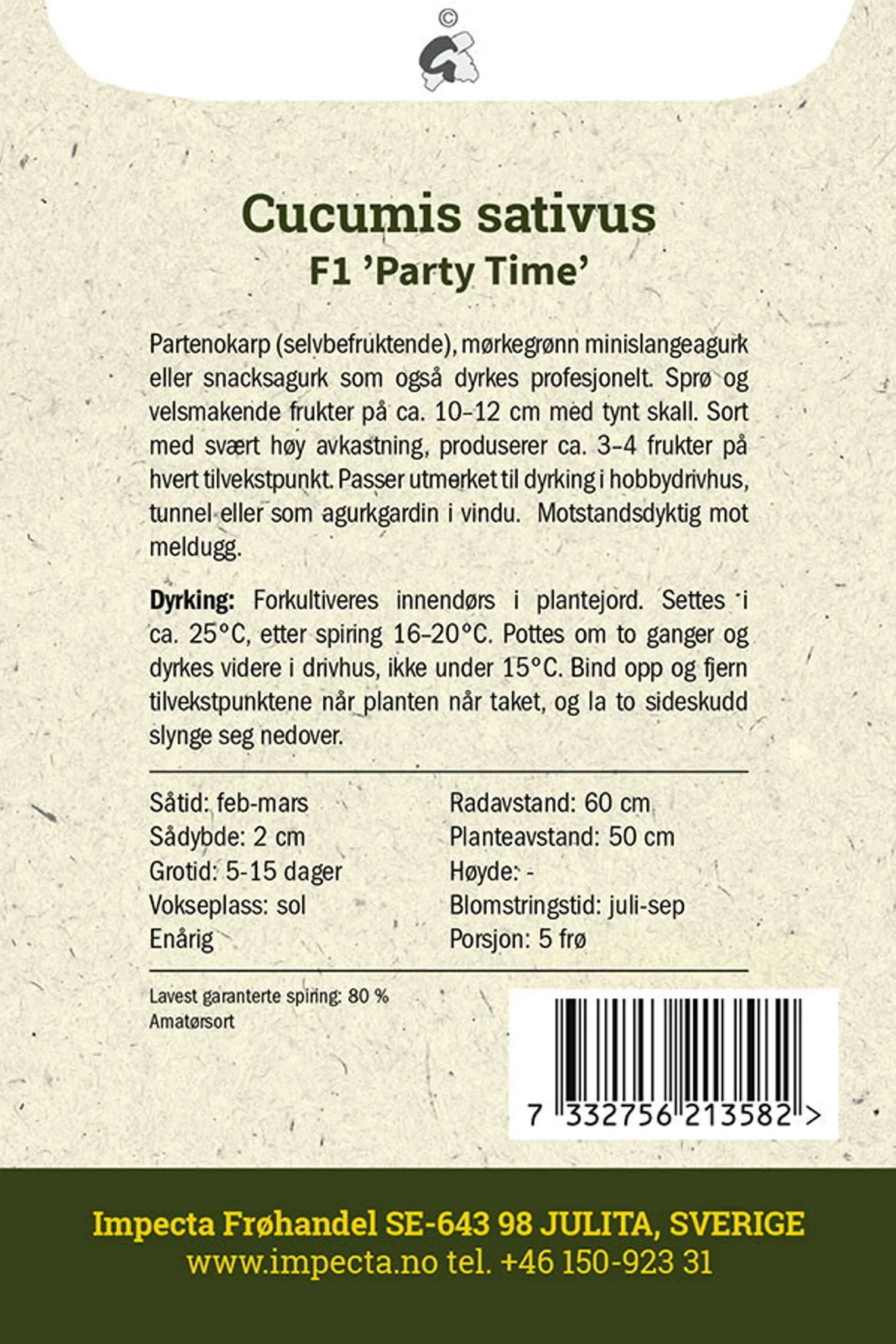 Cucumis sativus F1 'Party Time' Drivhusagurk F1 'Party Time'