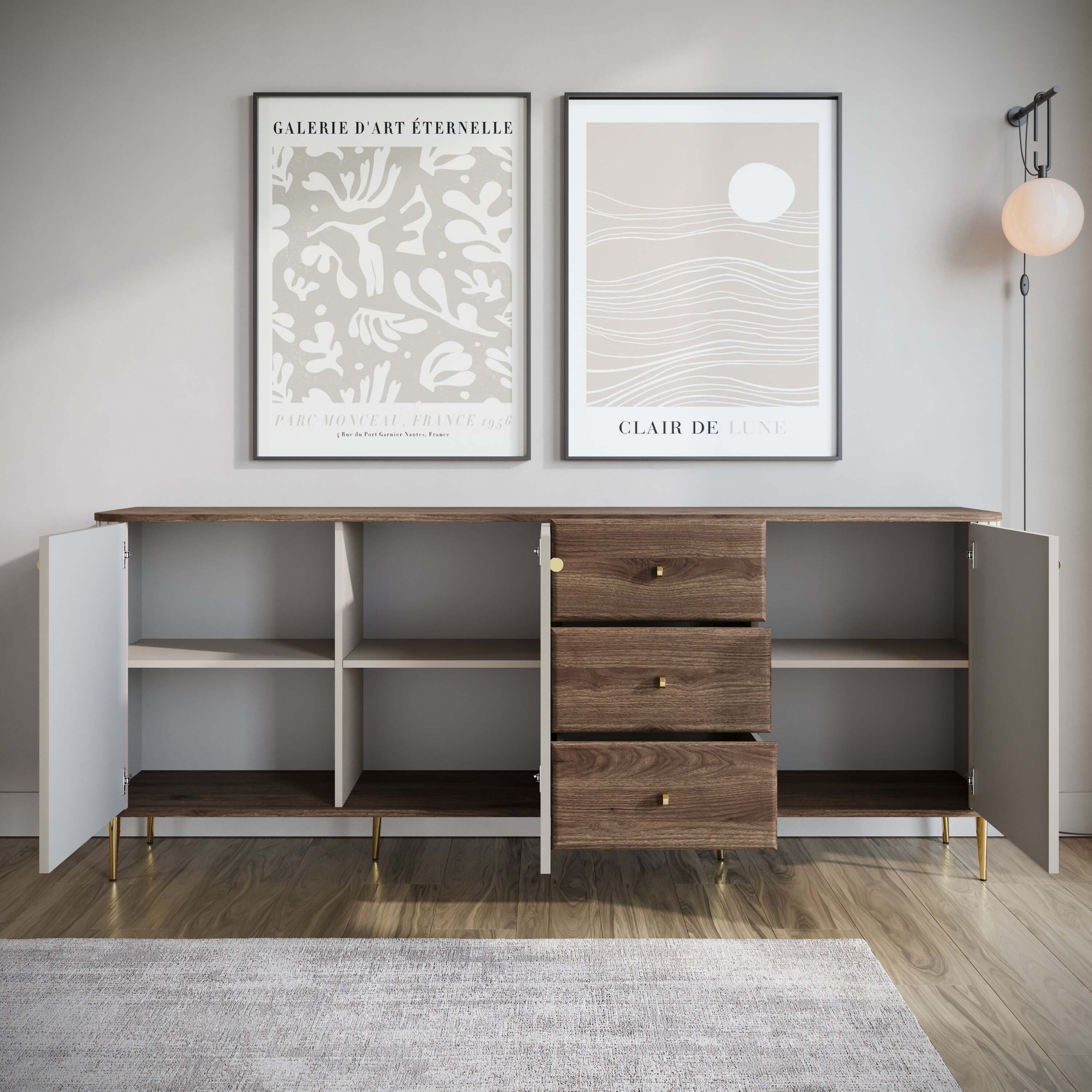 Meubella - Dressoir Concorde - Beige - 200 cm
