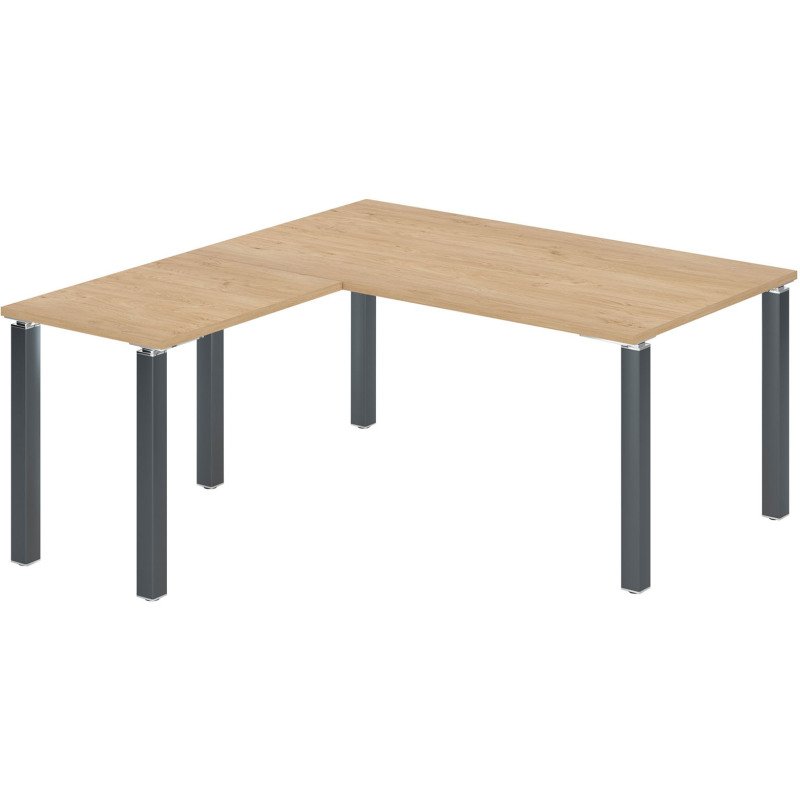 Bureau d'angle Eden L 160 X P 160 cm avec retour suspendu piètement métal