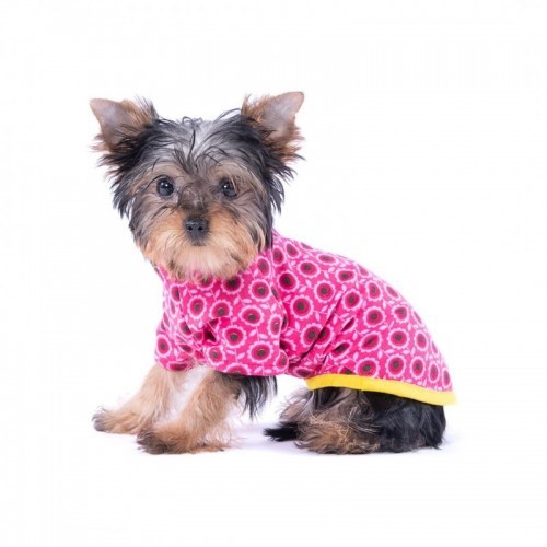 Camiseta para cachorro Nun Flores, cor fúcsia