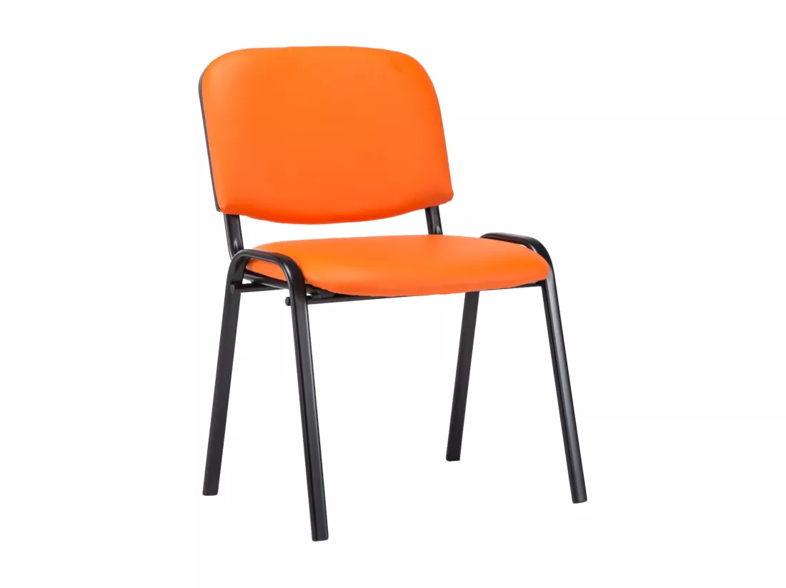 Chaise de salle à manger - Similicuir & Métal noir mat - Orange - Ken