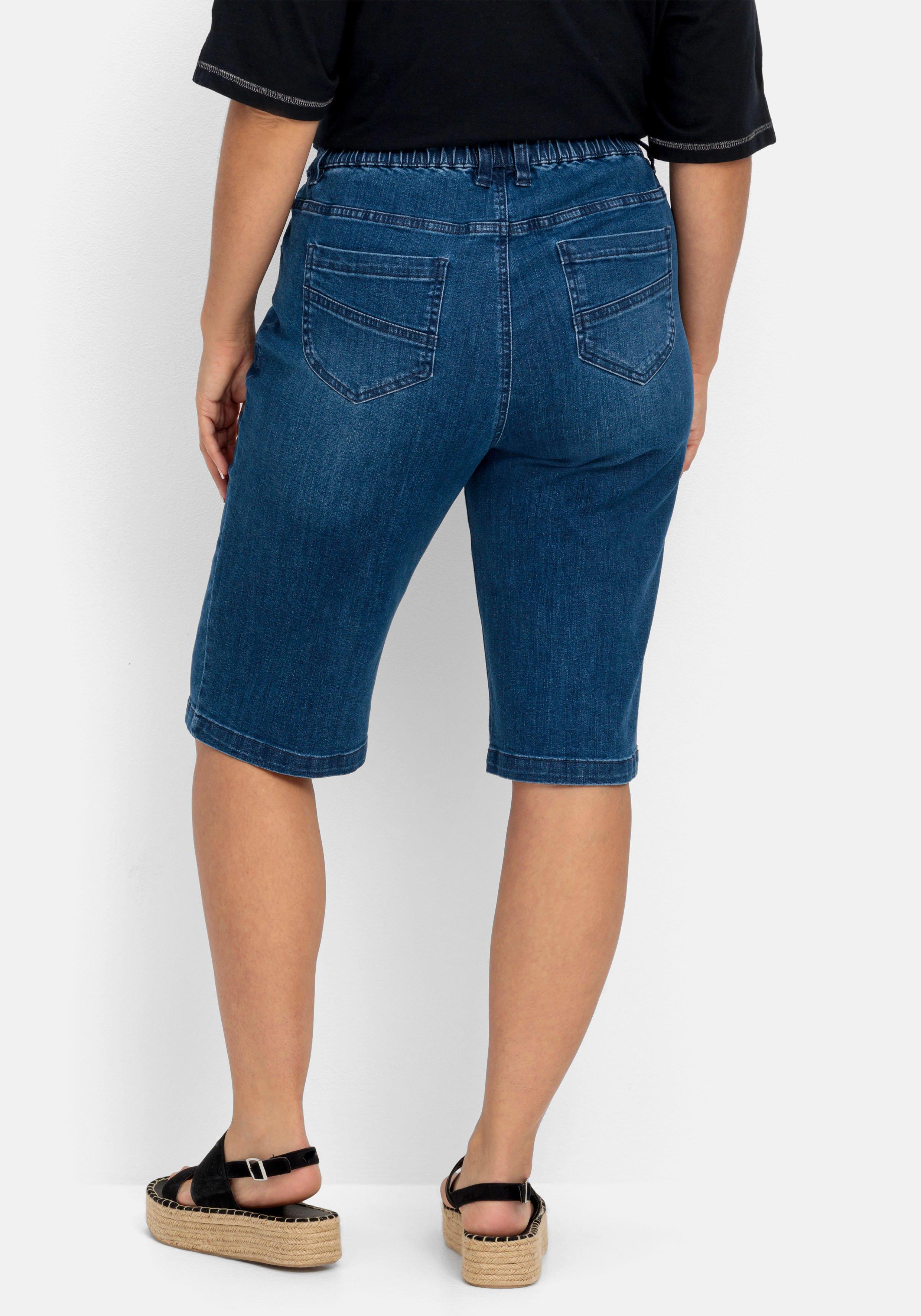 Jeans-Bermudas mit Gummibund und Teilungsnähten