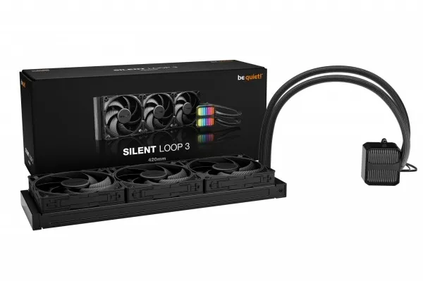 be quiet! Silent Loop 3 - Processor-køler - Radiatorstørrelse: 420 mm - (for: LGA1150, LGA1151, LGA1155, LGA1200, LGA1700, LGA1851, AM4, AM5, TR4, TR5) - kobberbase og nikkelbelagt aluminiumsblæsere - 140 mm - sort