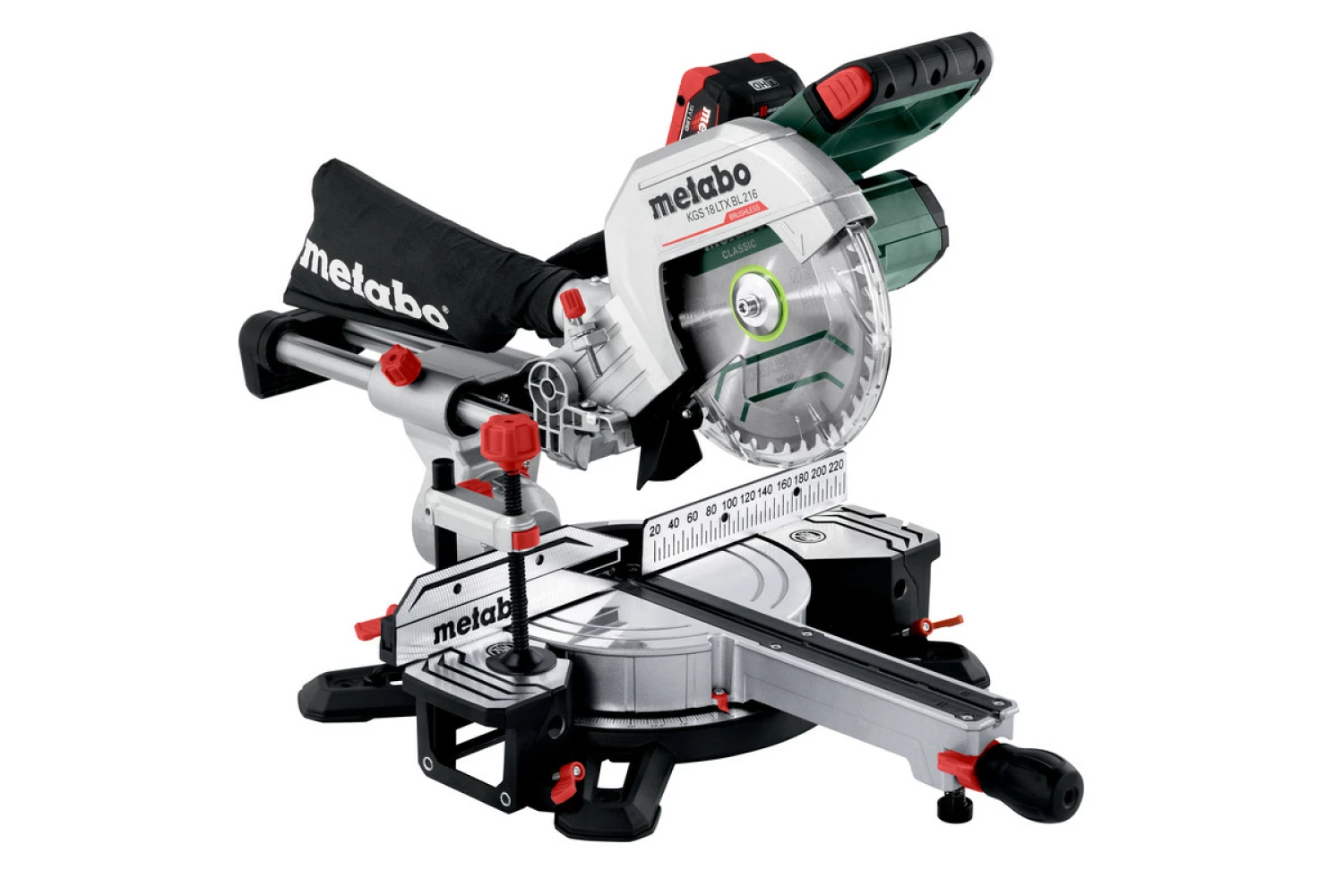 Metabo KGS 18 LTX BL 216 LiHD Accu afkortzaag set (2x 8Ah) - 216 x 30 mm
