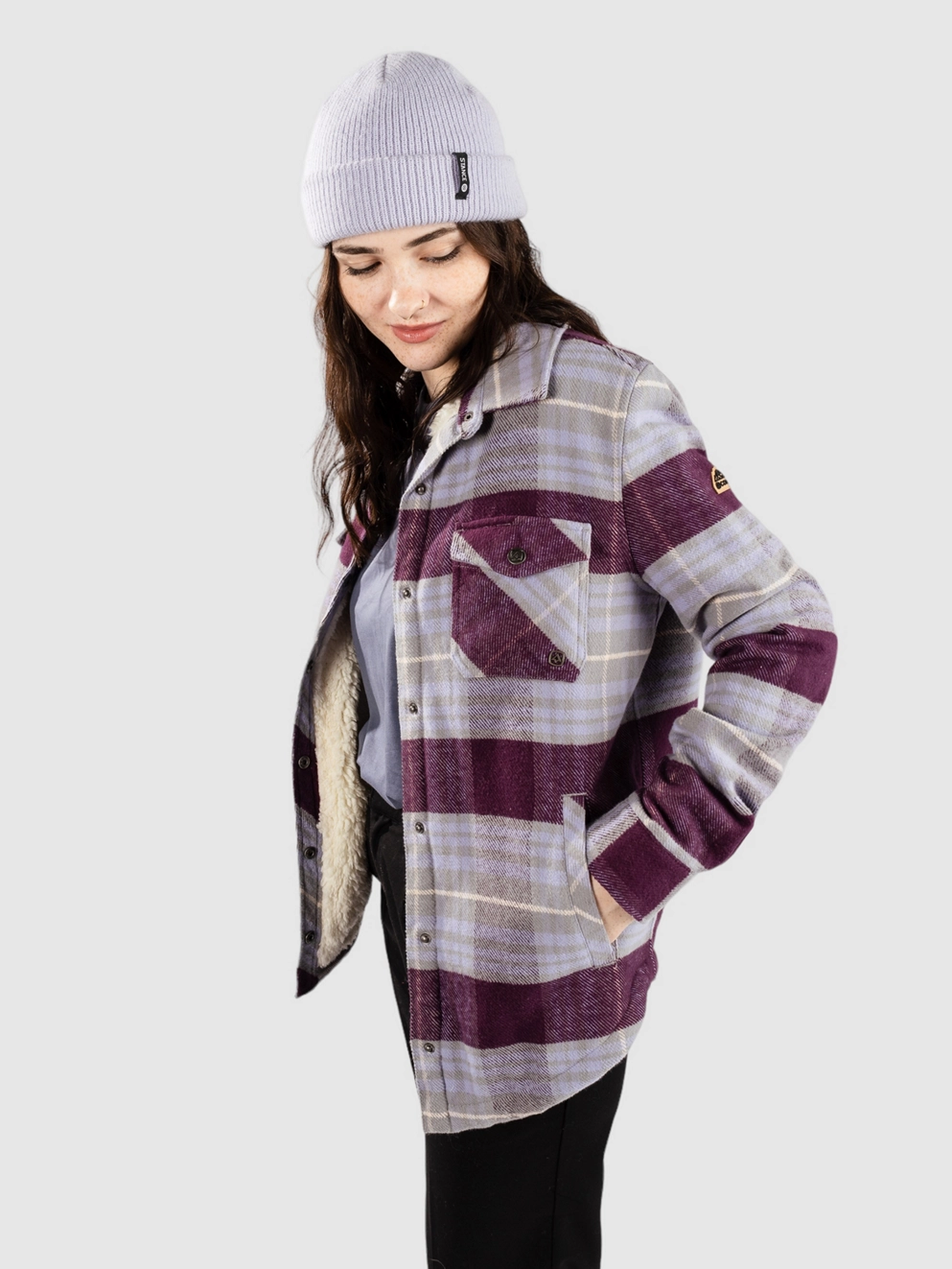 Coal Adler Shirt aubergine grey minimal g