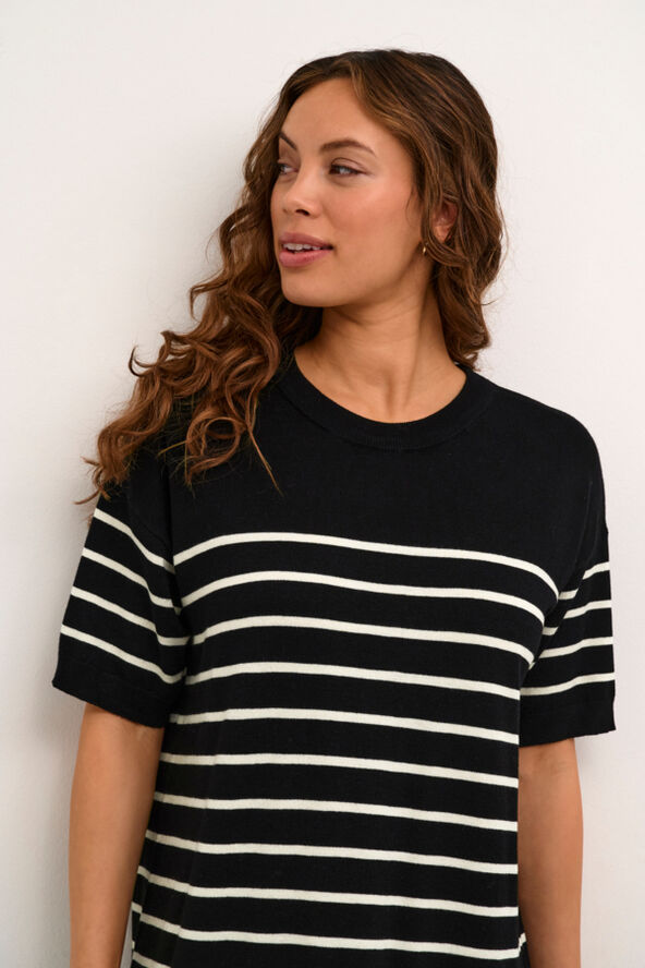 Kaffe KAlizza Narrow Stripe Dress Black/ turtle dove stripe