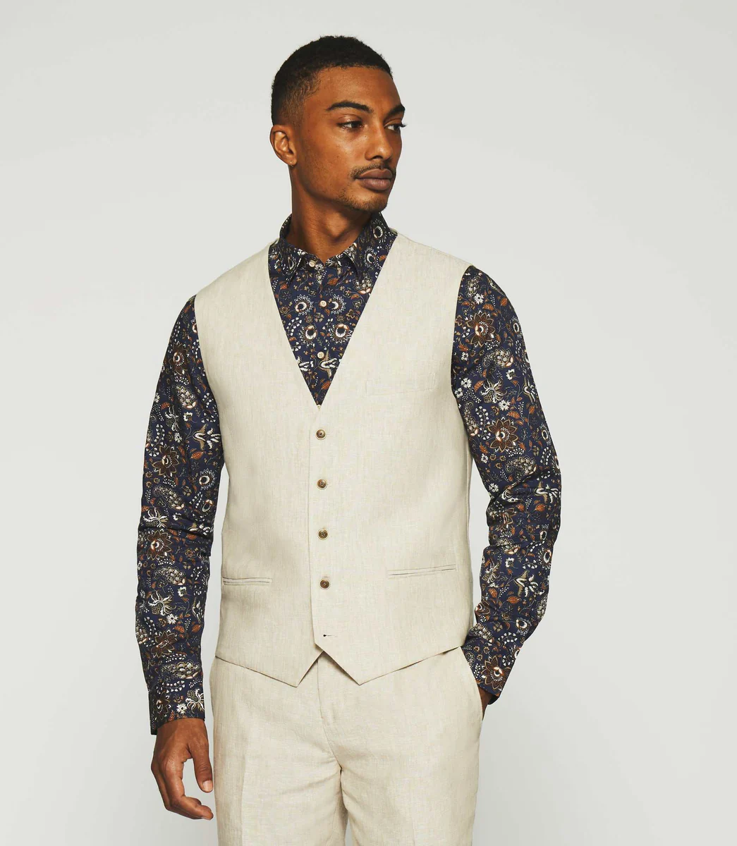 Gilet de costume en lin beige JCELESTE
