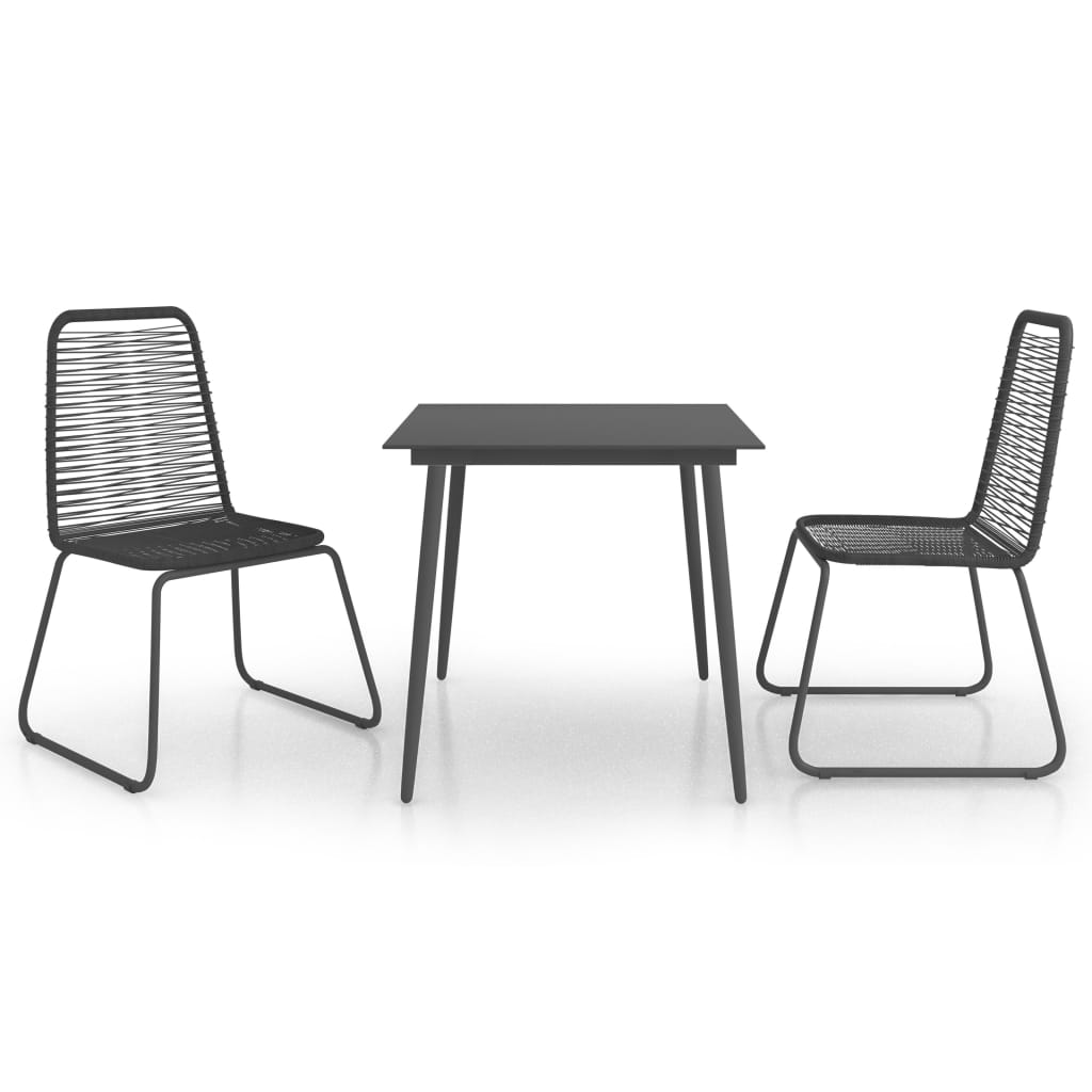 Salon de jardin meuble d'extérieur ensemble de mobilier 3 pièces rotin pvc noir