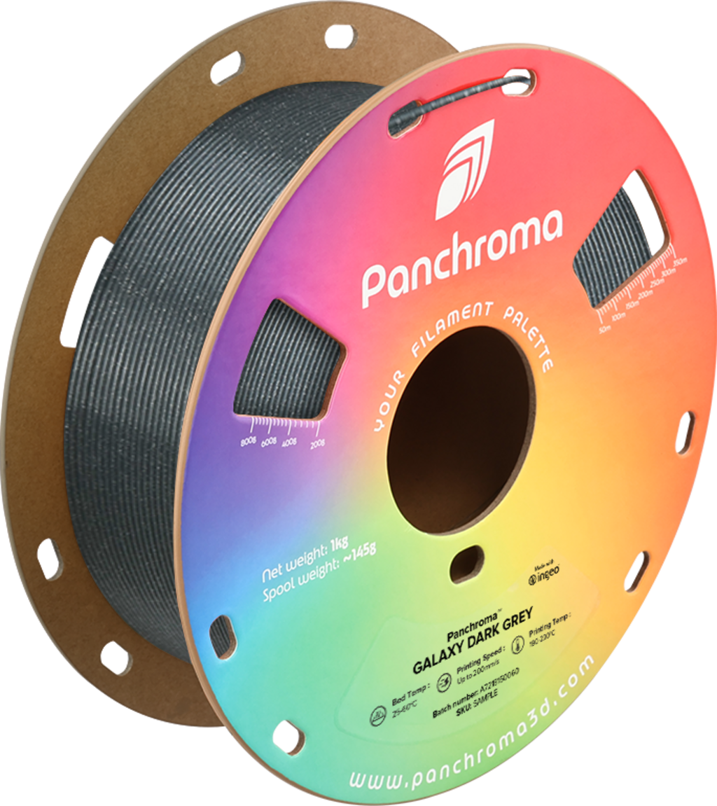 Polymaker  Panchroma™ PLA Galaxy Dark Grey, 1,75 mm / 1000 g    Funkelnder Charme der Galaxie in Dunkelgrau