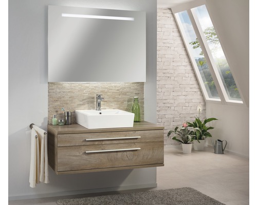Wastafelmeubel met aanrechtblad FACKELMANN Stanford 110 cm Eiken