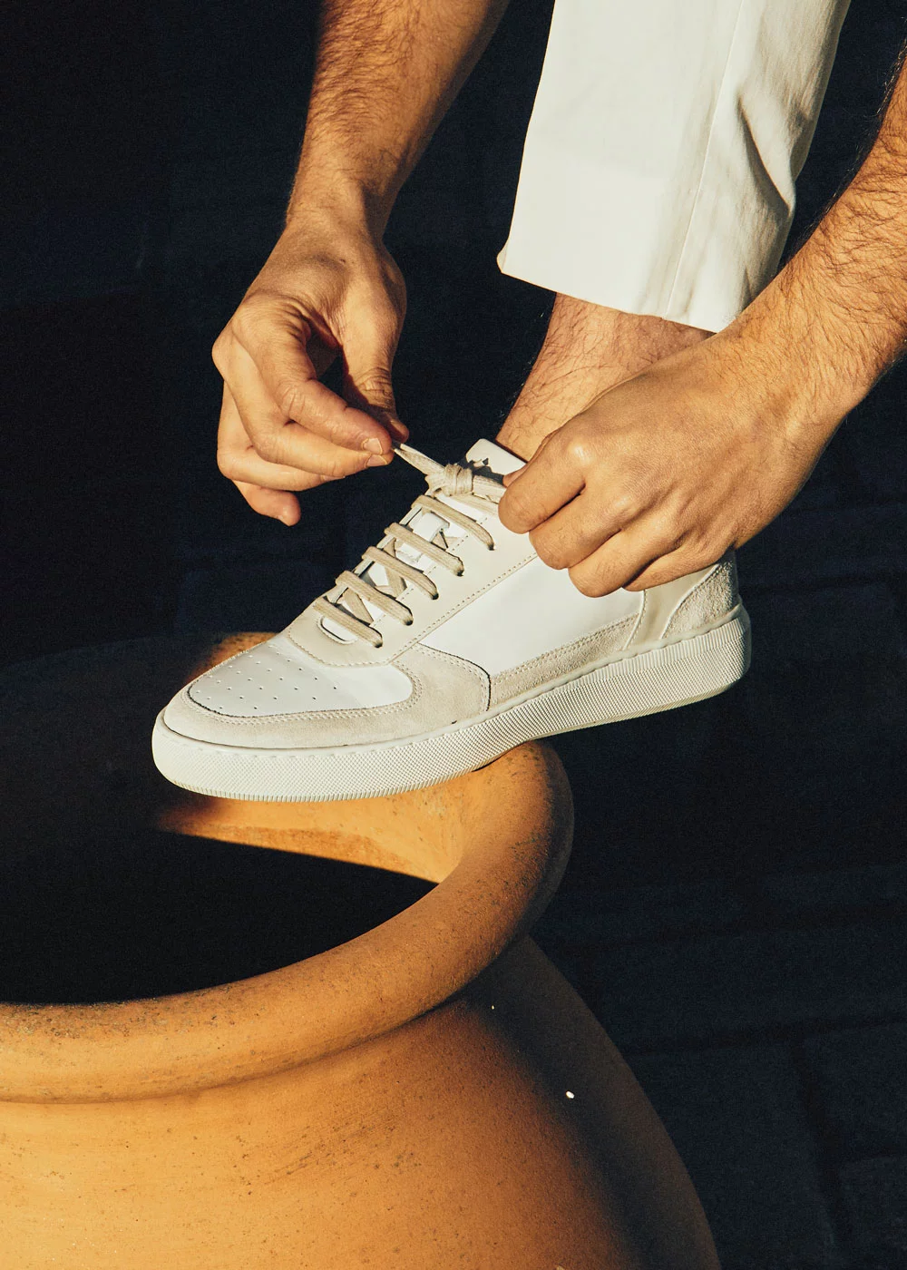 SNEAKER VALERIO CUIR BLANC