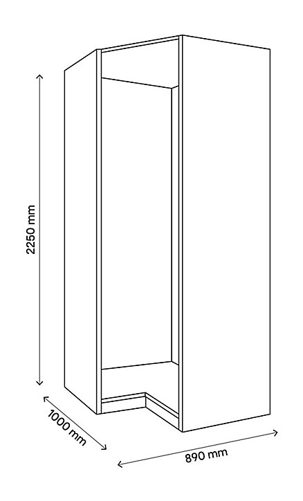 Caisson d'angle effet chêne grisé GoodHome Atomia H. 225 x L. 100 x P. 89 cm