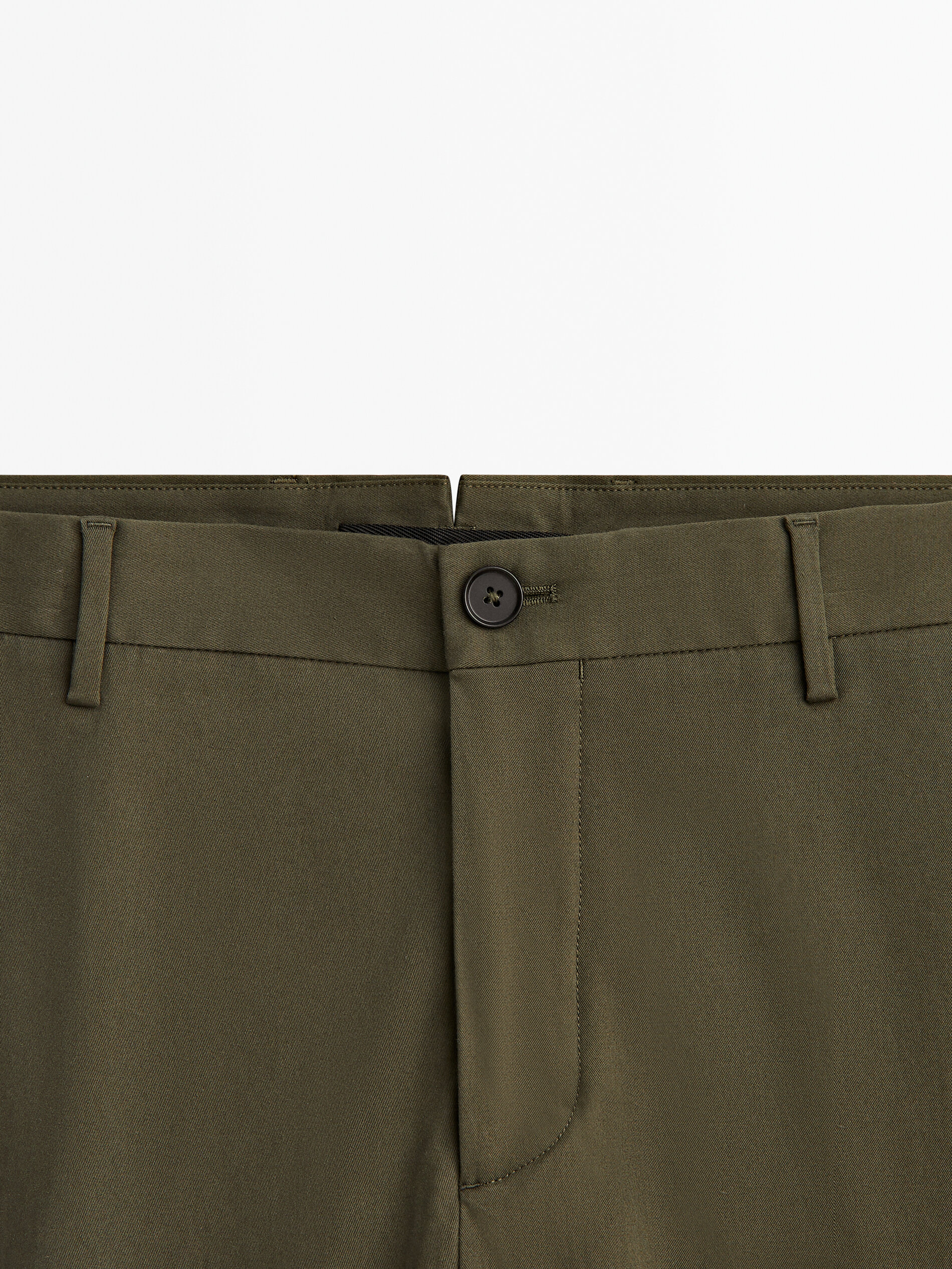 Calças de algodão stretch - Studio - Cáqui Escuro