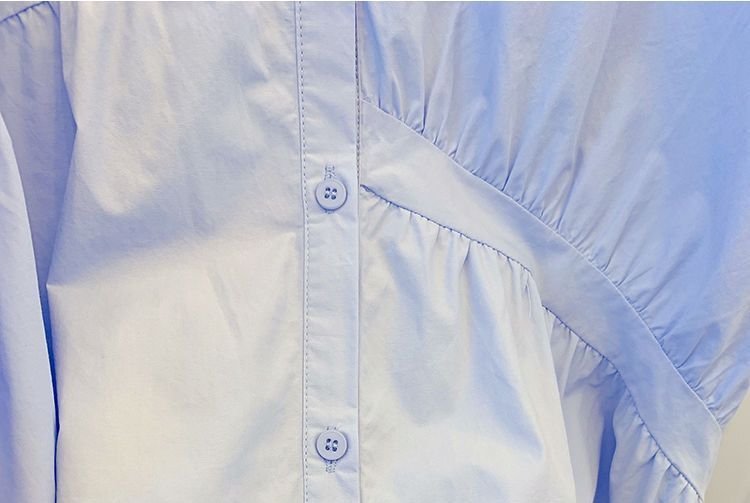 Cossita - Blouse met asymmetrische ruches en elleboogmouwen