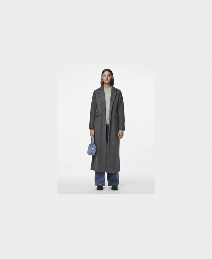 Pieces PCNADINE LONG COAT Dark grey melange