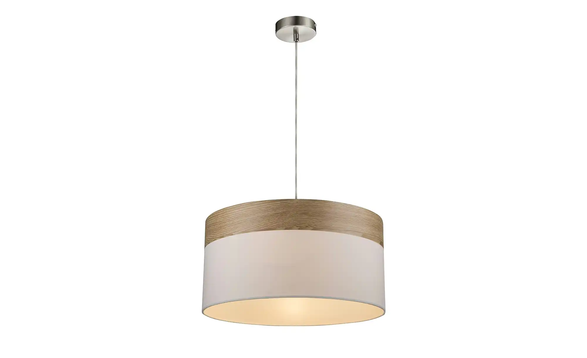 Pendelleuchte, 1-flammig, beige/Holzoptik