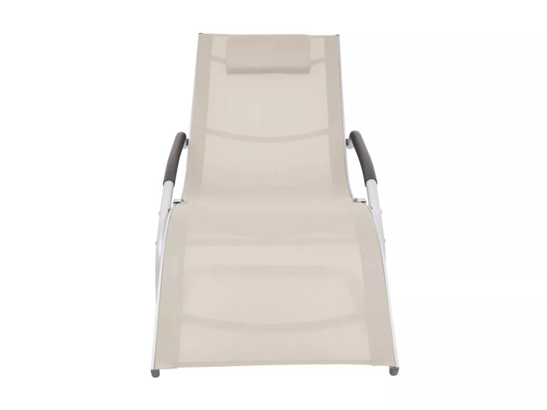 Chaise longue avec oreiller Aluminium et textilène Crème