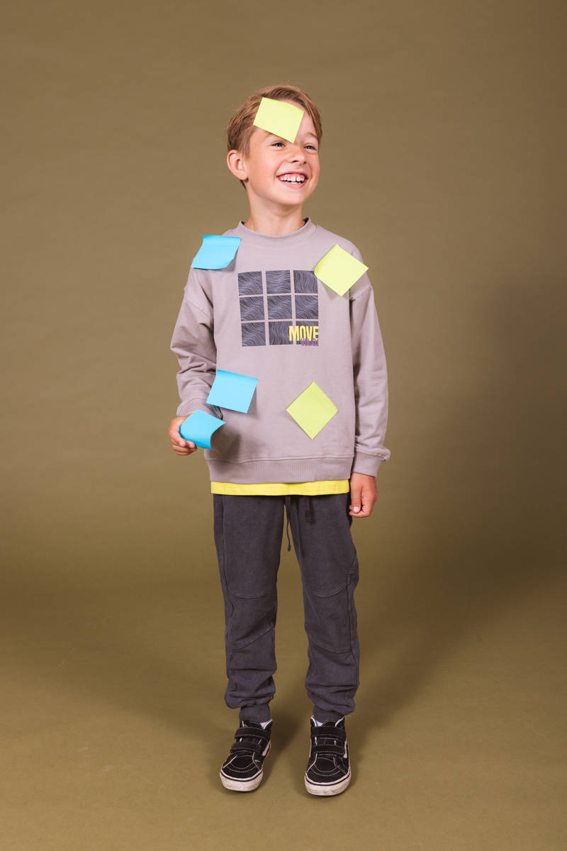 Quapi sweater DANJI met printopdruk grijs