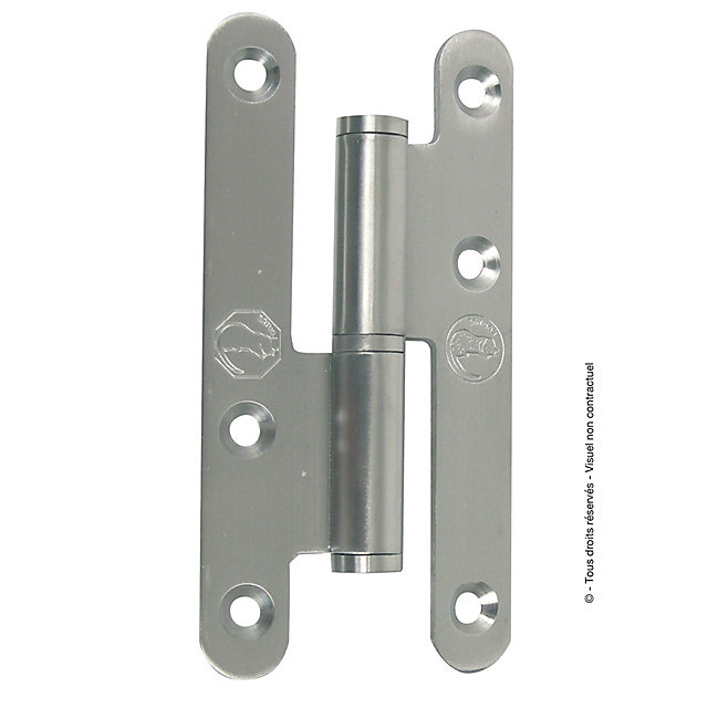 Paumelle parisienne gauche bout rond en inox 110x55 mm
