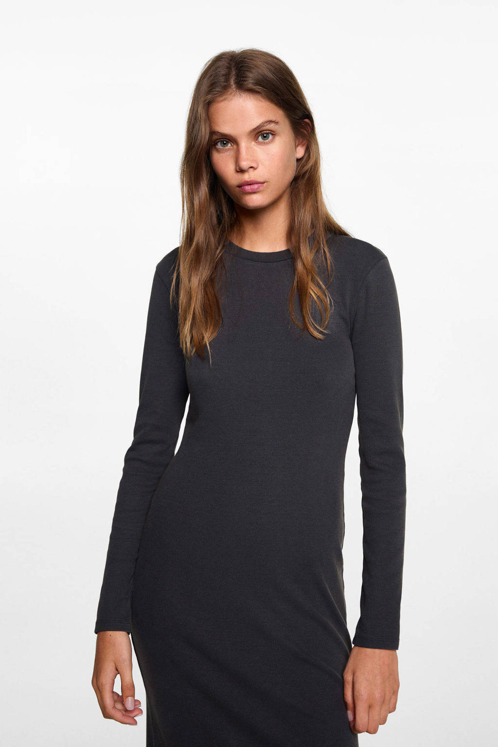 MANGO TEEN bodycon jurk antraciet