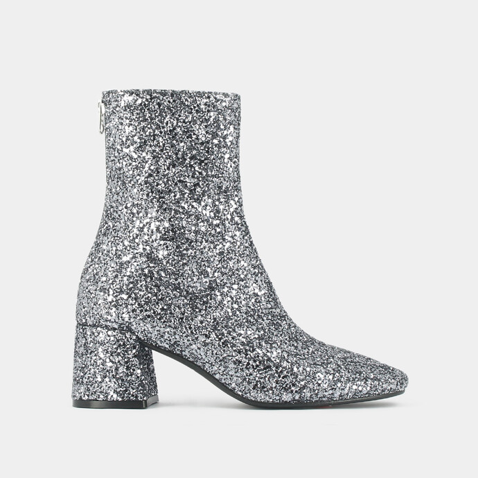 Bottines à talons  en glitter anthracite